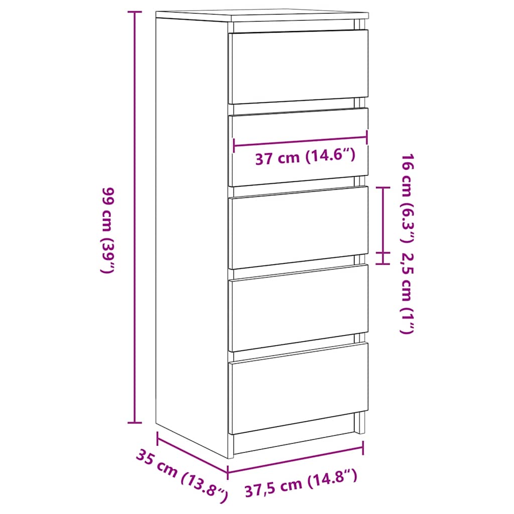 Komoda s ladicama beton siva 37,5x35x99 cm konstruirano drvo