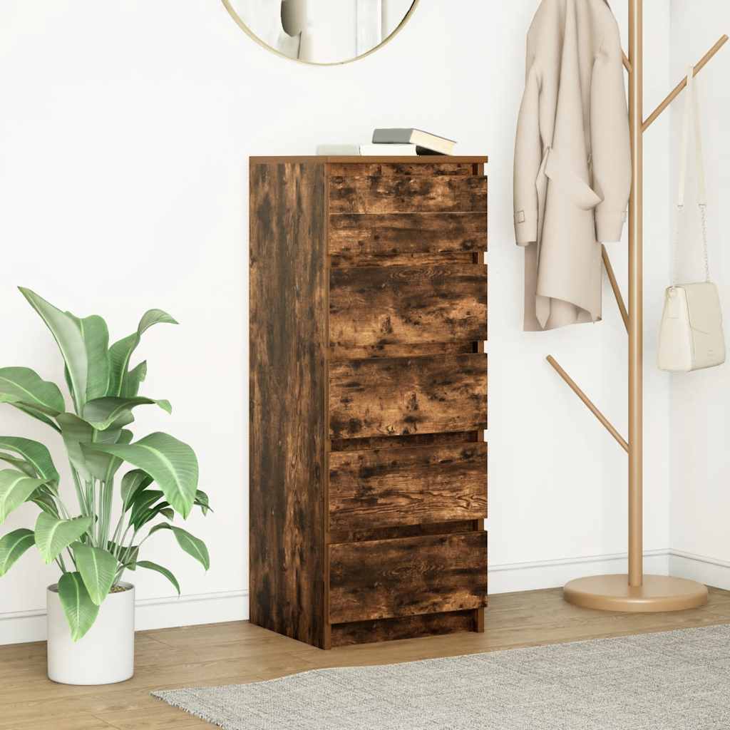 Komoda s ladicama dimljeni hrast 37,5x35x99cm konstruirano drvo