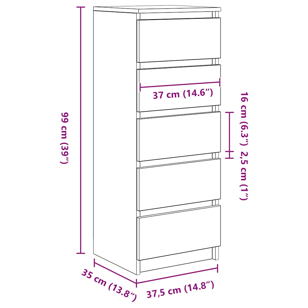 Komoda s ladicama staro drvo 37,5x35x99 cm konstruirano drvo