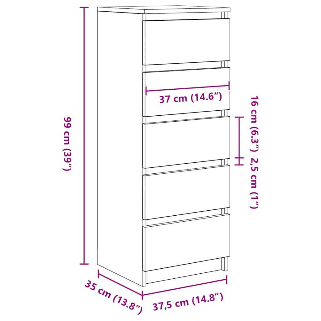 Komoda s ladicama Artisan hrast 37,5x35x99 cm izrađeno drvo