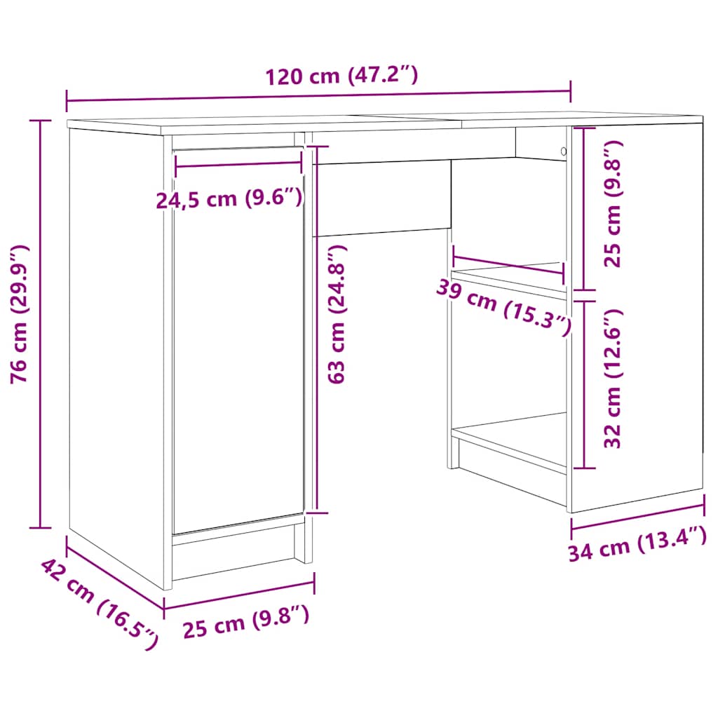 Stol crni hrast 120x42x76 cm konstruirano drvo