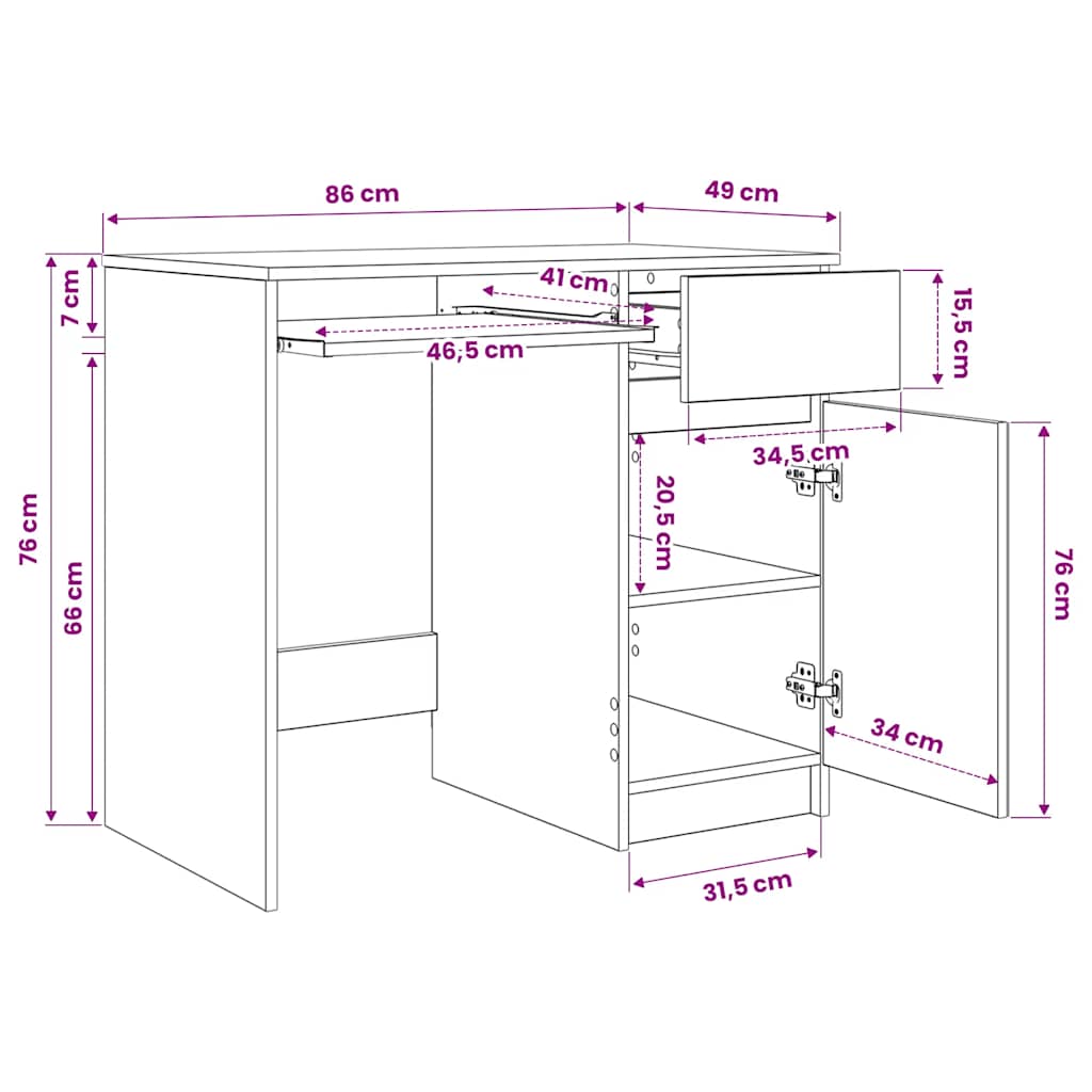 Stol Artisan hrast 86x49x76 cm konstruirano drvo
