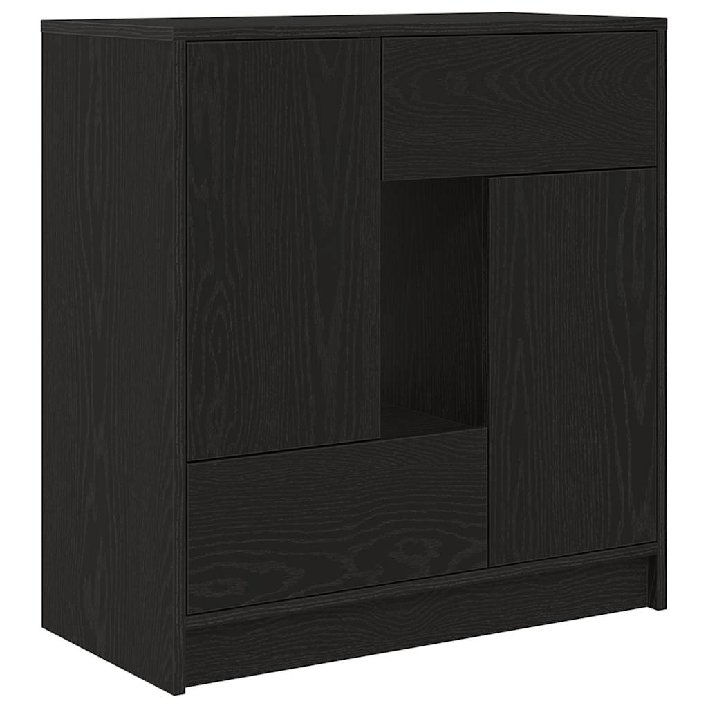 Komoda s ladicama i vratima crni hrast 70,5x34x74,5 cm