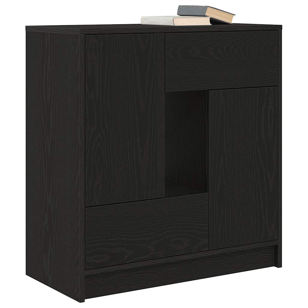 Komoda s ladicama i vratima crni hrast 70,5x34x74,5 cm