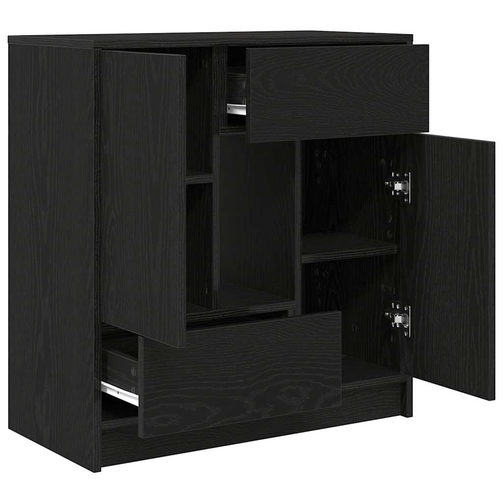 Komoda s ladicama i vratima crni hrast 70,5x34x74,5 cm