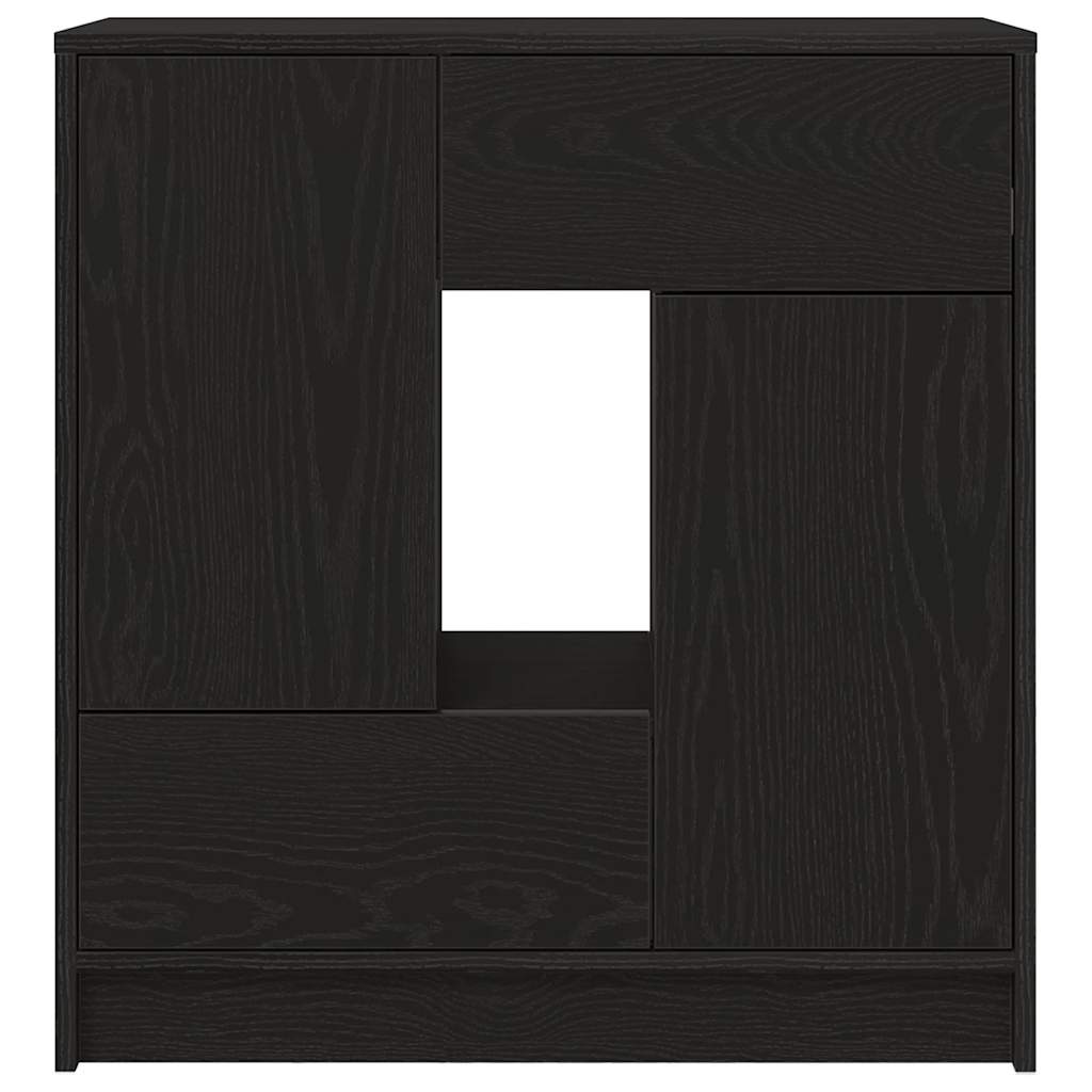 Komoda s ladicama i vratima crni hrast 70,5x34x74,5 cm