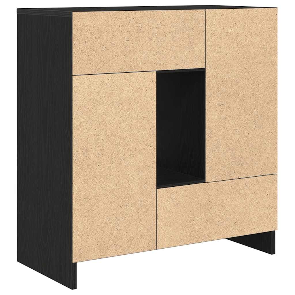 Komoda s ladicama i vratima crni hrast 70,5x34x74,5 cm