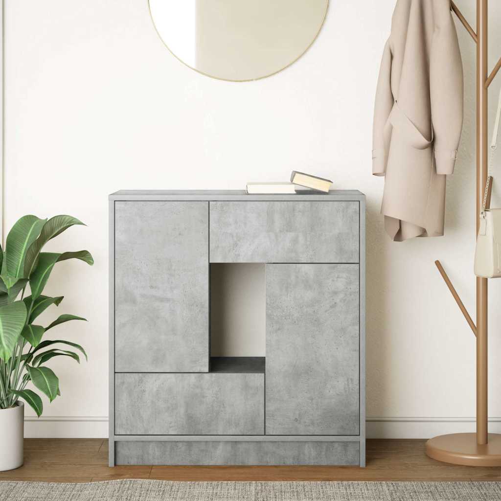 Komoda s ladicama i vratima beton siva 70,5x34x74,5 cm
