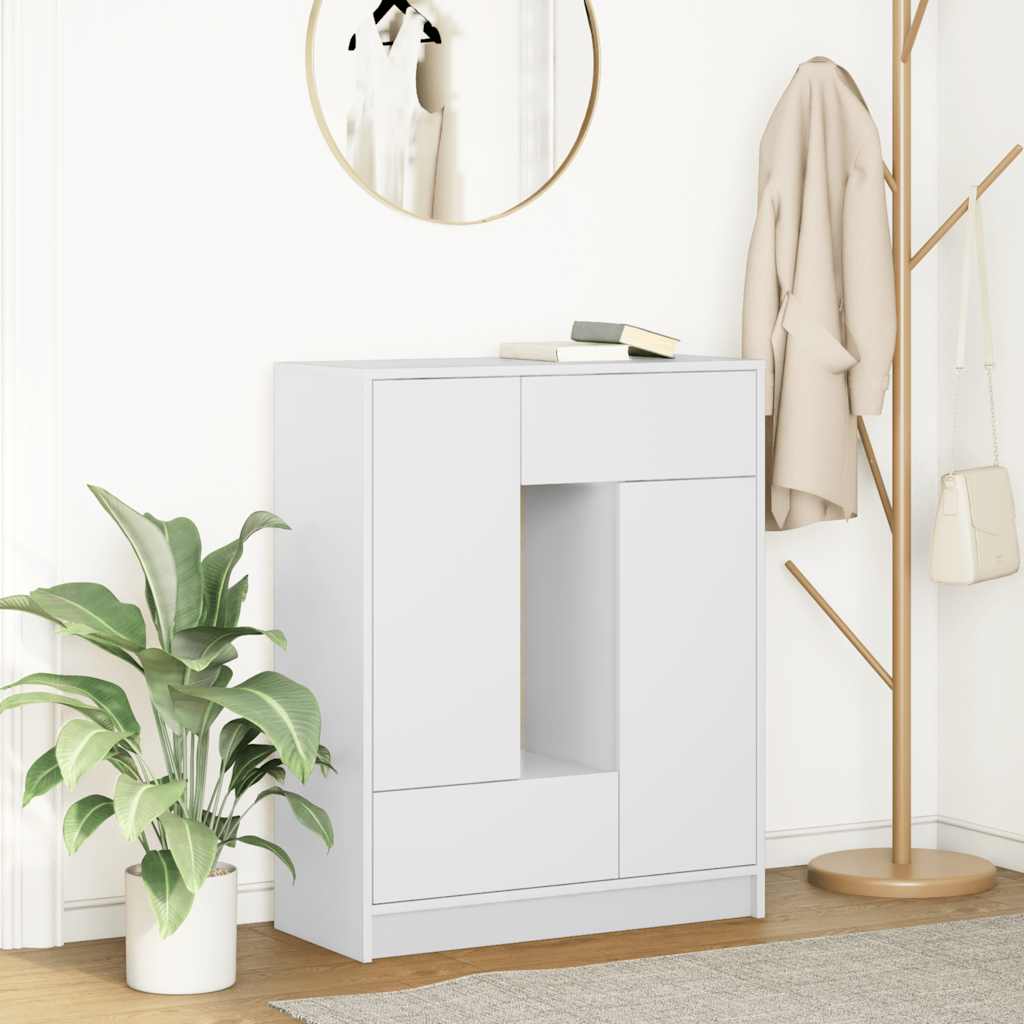 Komoda s ladicama i vratima bijela 73x31x90 cm