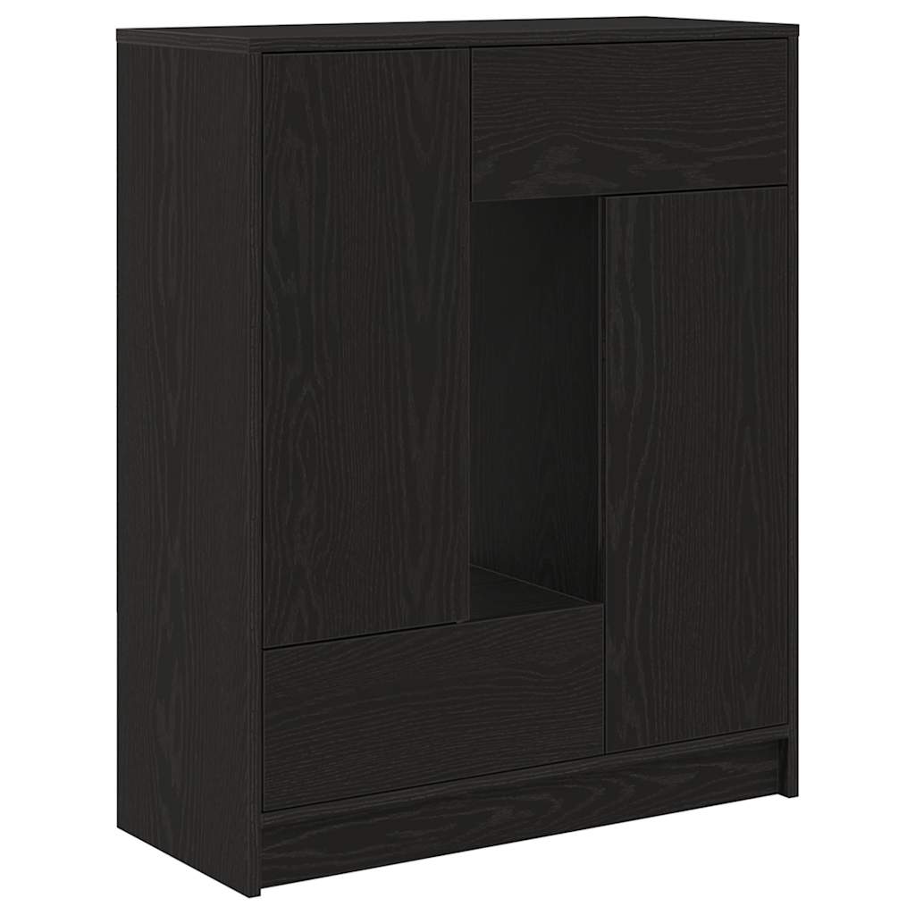 Komoda s ladicama i vratima crni hrast 73x31x90 cm