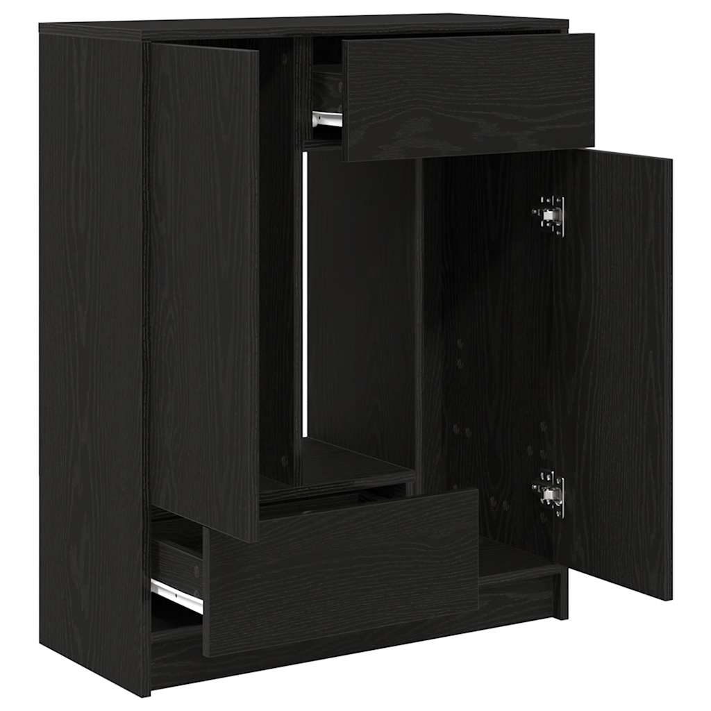 Komoda s ladicama i vratima crni hrast 73x31x90 cm