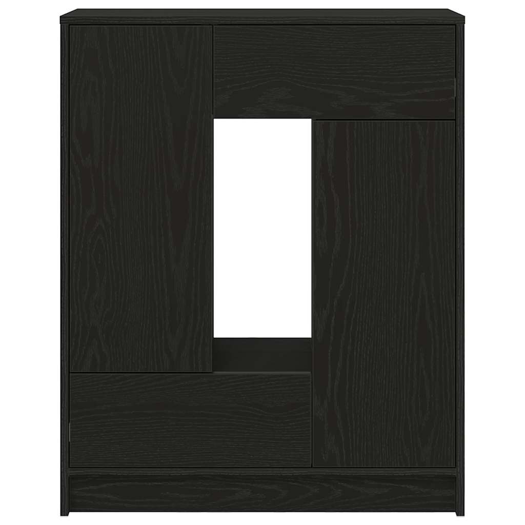 Komoda s ladicama i vratima crni hrast 73x31x90 cm