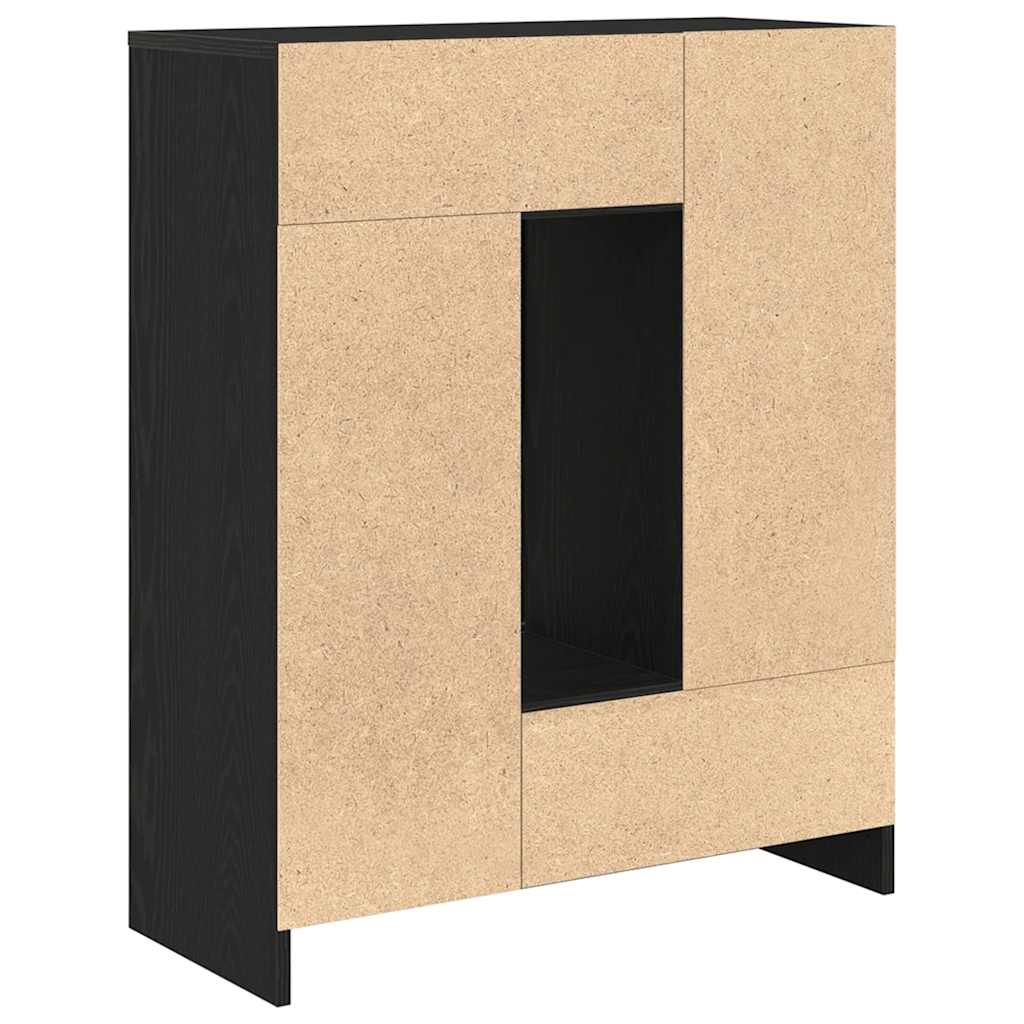 Komoda s ladicama i vratima crni hrast 73x31x90 cm