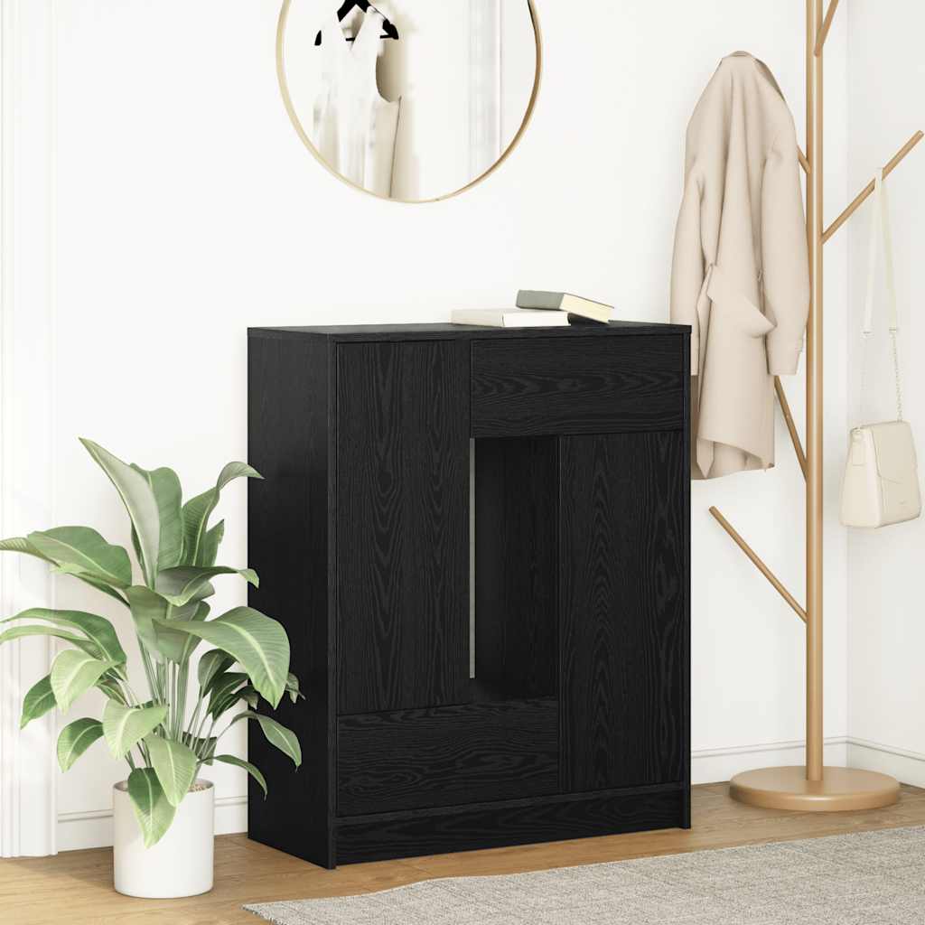 Komoda s ladicama i vratima crni hrast 73x31x90 cm