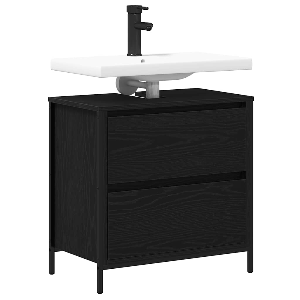 Kupaonski ormarić za umivaonik s ladicama 90x34,5x60 cm Crna