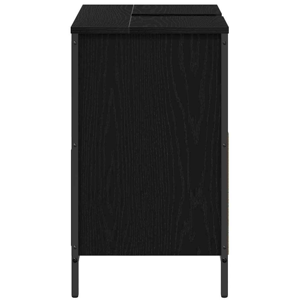 Kupaonski ormarić za umivaonik s ladicama 90x34,5x60 cm Crna