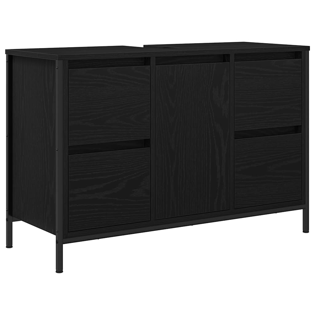 Ormarić za umivaonik s ladicama crni hrast 90x34,5x60 cm