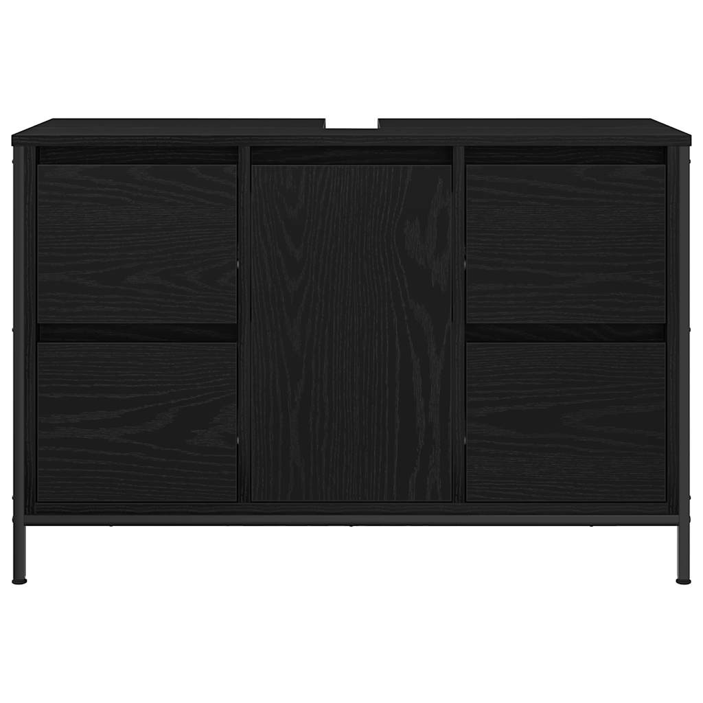 Ormarić za umivaonik s ladicama crni hrast 90x34,5x60 cm