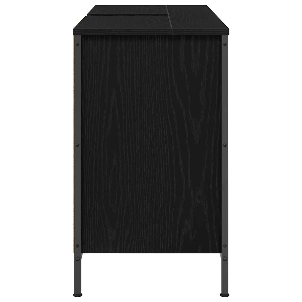 Ormarić za umivaonik s ladicama crni hrast 90x34,5x60 cm