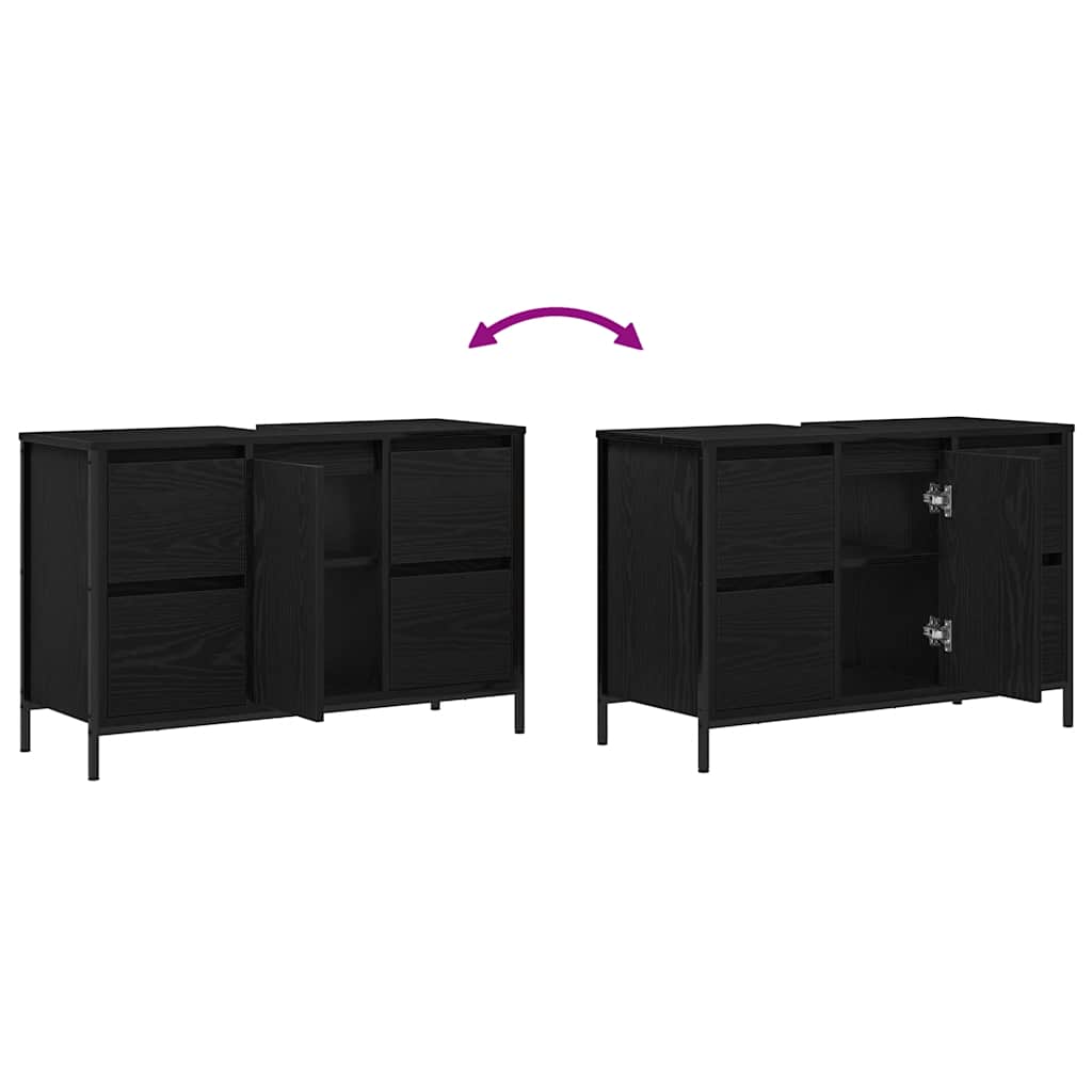 Ormarić za umivaonik s ladicama crni hrast 90x34,5x60 cm