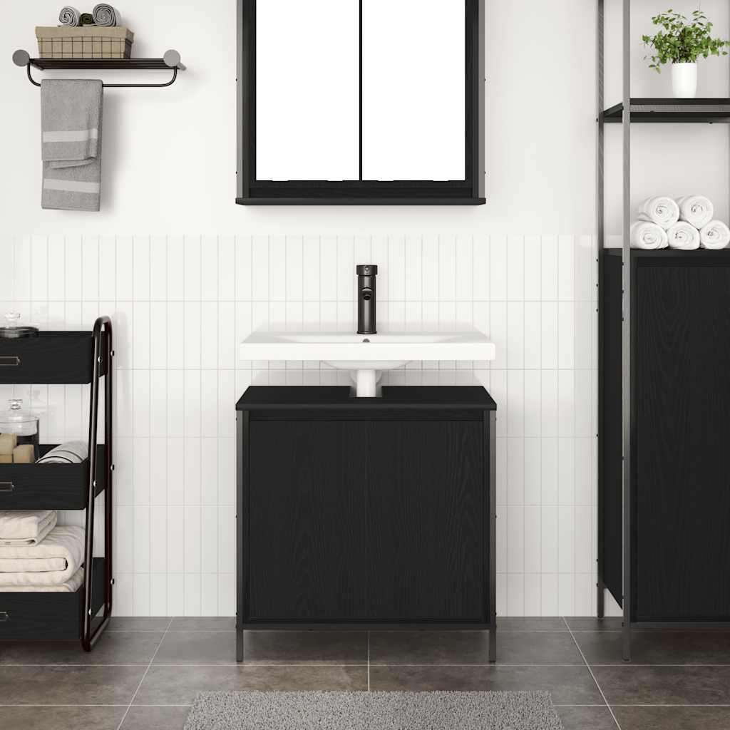 Kupaonski ormarić za umivaonik crni 60x34,5x60 cm