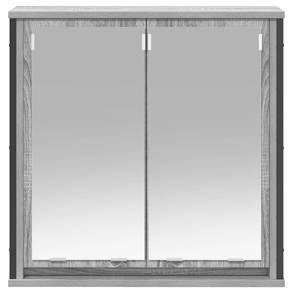 Kupaonski zidni ormarić s ogledalom sivi sonoma 60x21x60 cm
