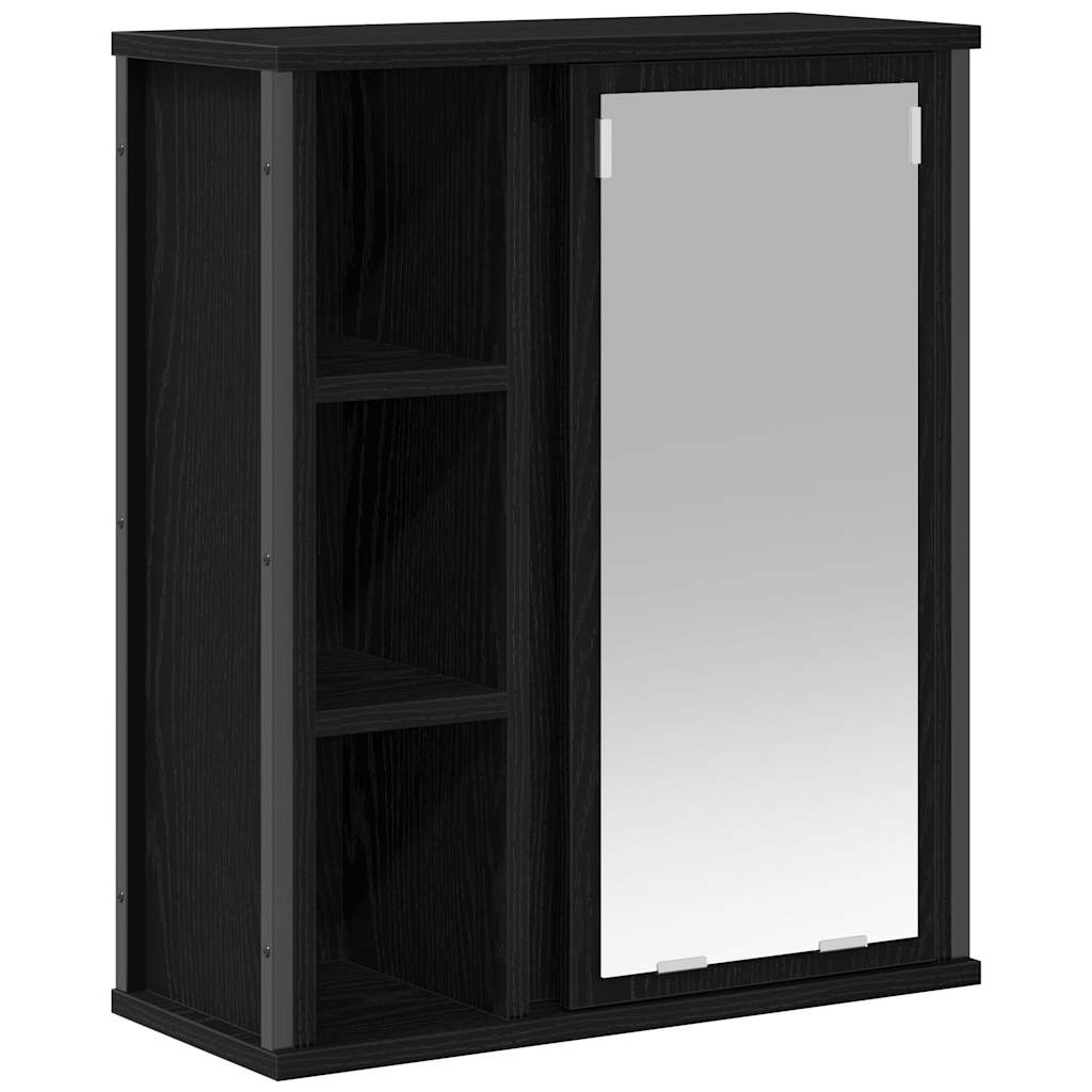 Kupaonski zidni ormarić s ogledalom crni hrast 50x21x60 cm