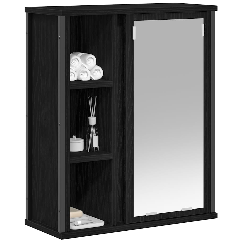Kupaonski zidni ormarić s ogledalom crni hrast 50x21x60 cm