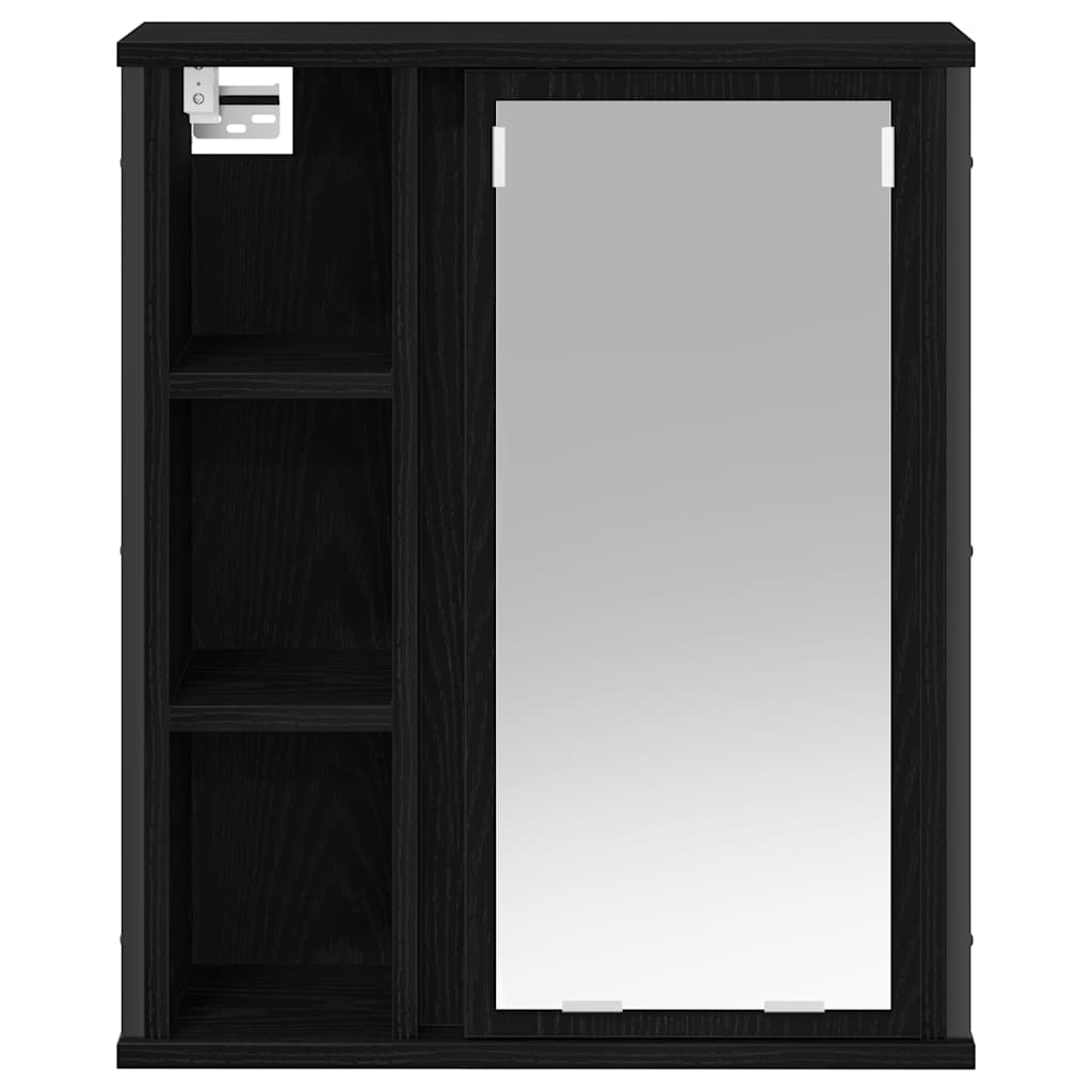 Kupaonski zidni ormarić s ogledalom crni hrast 50x21x60 cm