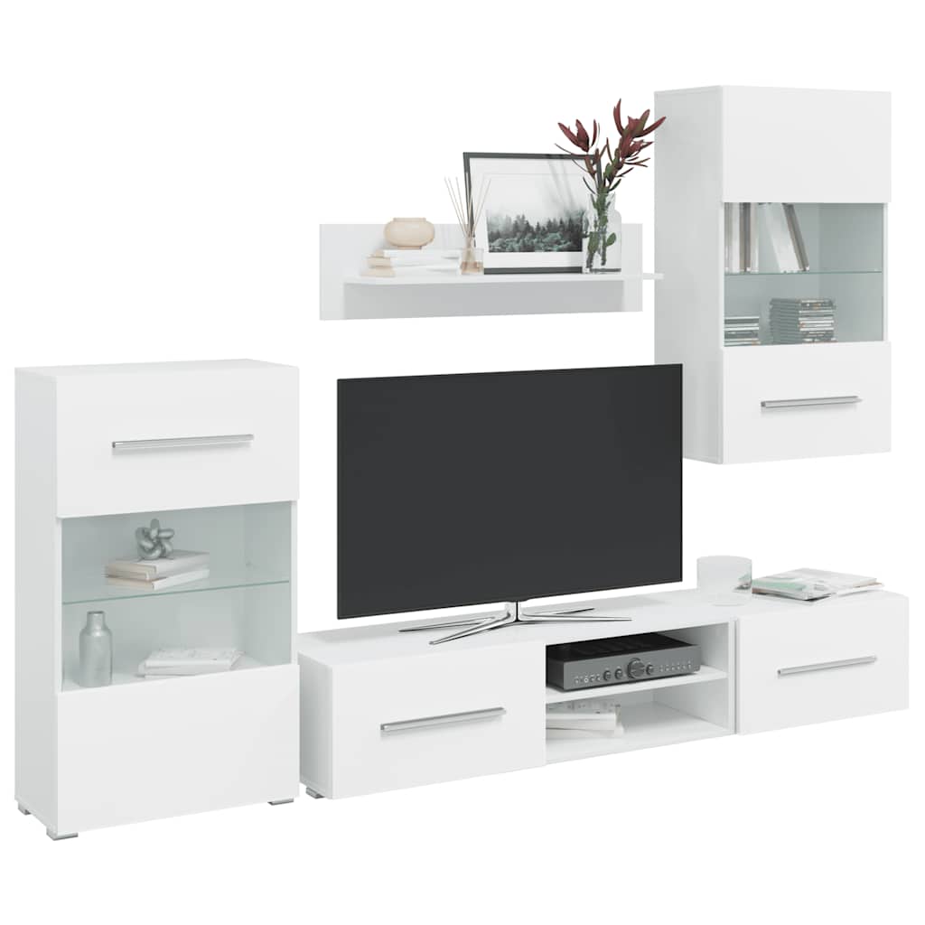 TV jedinice od 5 dijelova s LED rasvjetom Mat bijelo