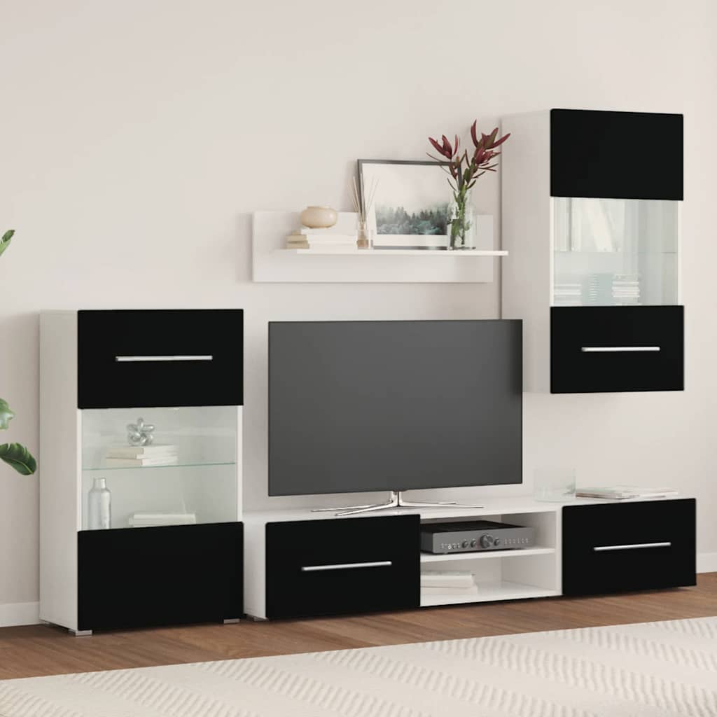 TV jedinice od 5 dijelova s LED rasvjetom Mat crno