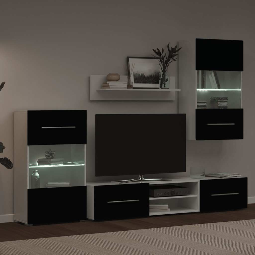 TV jedinice od 5 dijelova s LED rasvjetom Mat crno