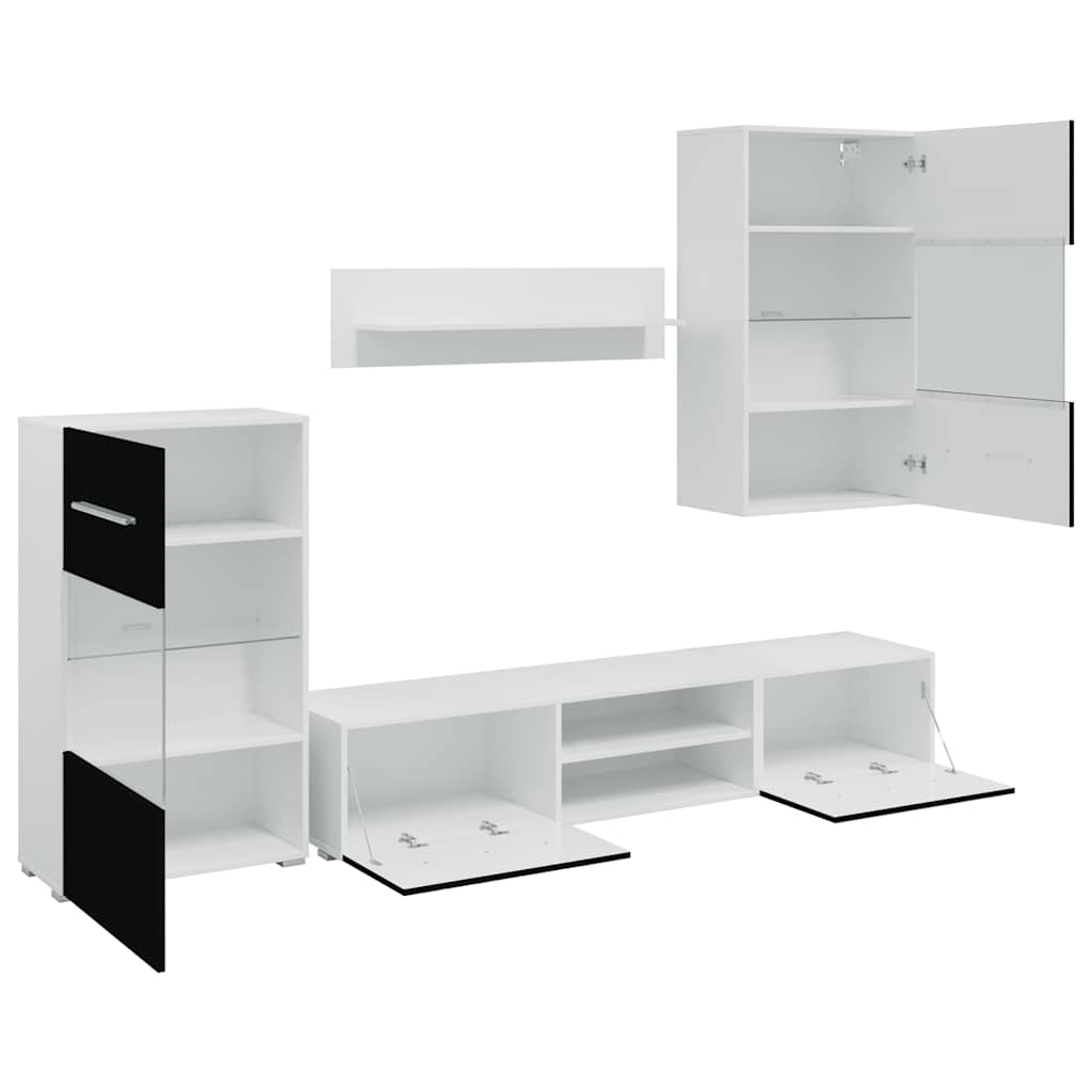 TV jedinice od 5 dijelova s LED rasvjetom Mat crno