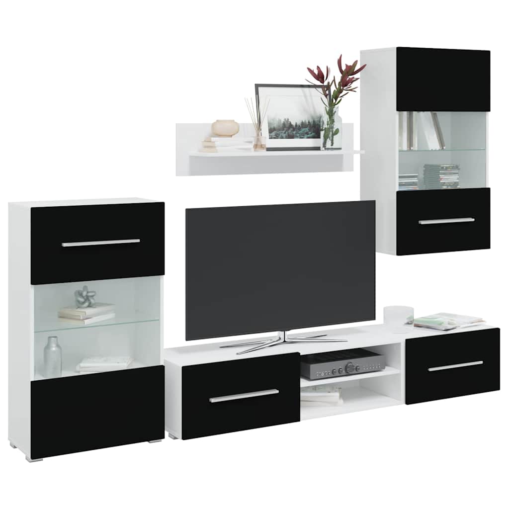 TV jedinice od 5 dijelova s LED rasvjetom Mat crno