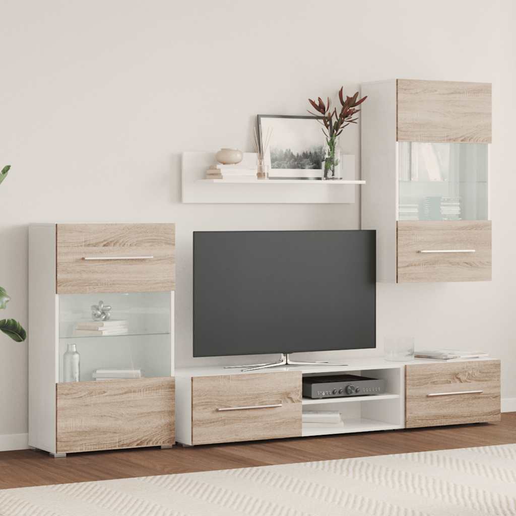 TV jedinice od 5 dijelova s LED rasvjetom od drva sonoma hrast