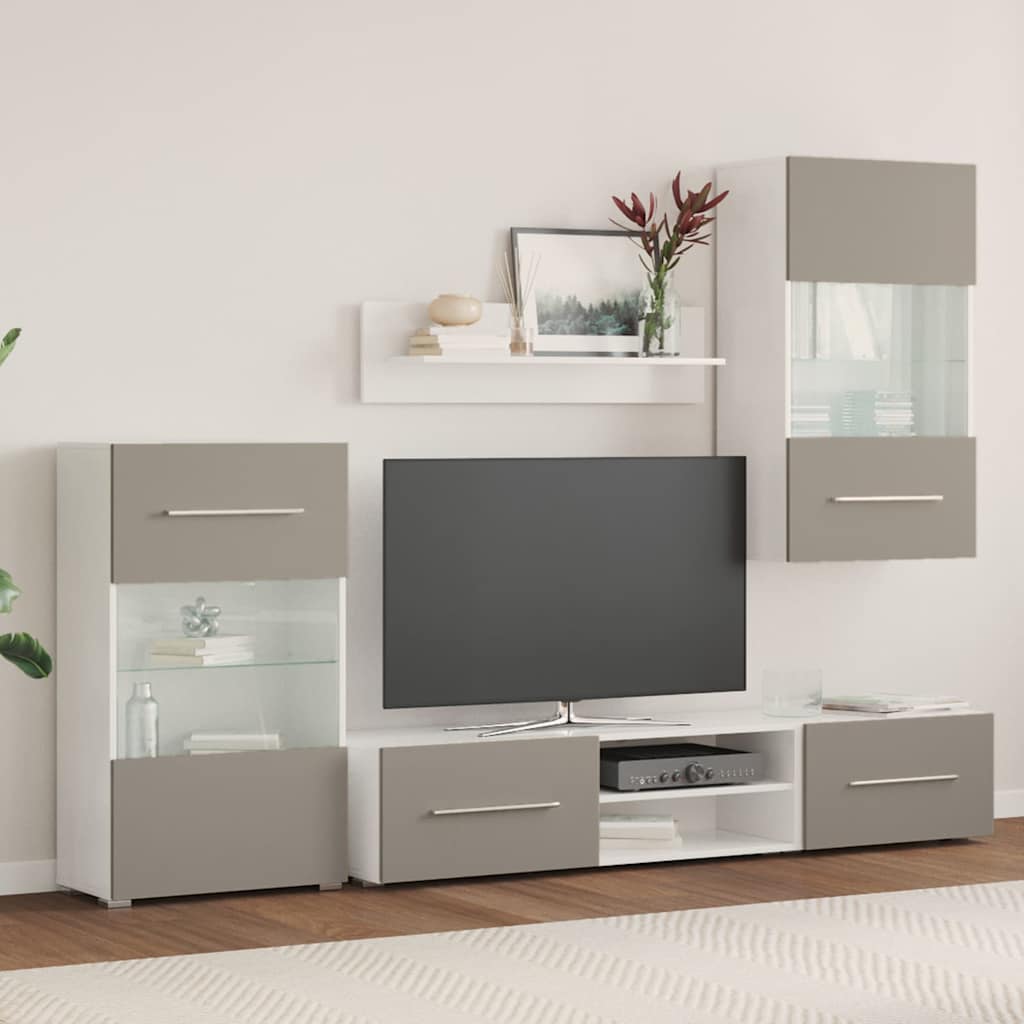 TV jedinice od 5 dijelova s LED rasvjetom Kameno sivo