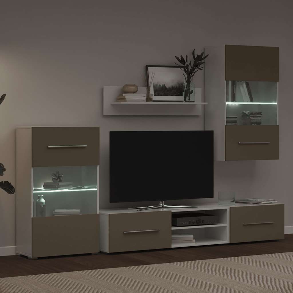 TV jedinice od 5 dijelova s LED rasvjetom Kameno sivo