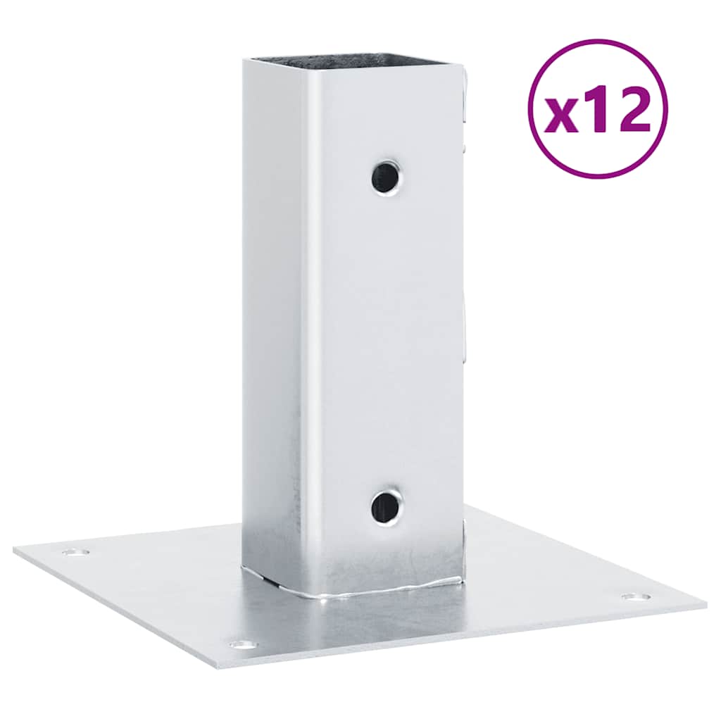 Postolja za stupove kvadratna 12 kom 46x46 mm pocinčani čelik