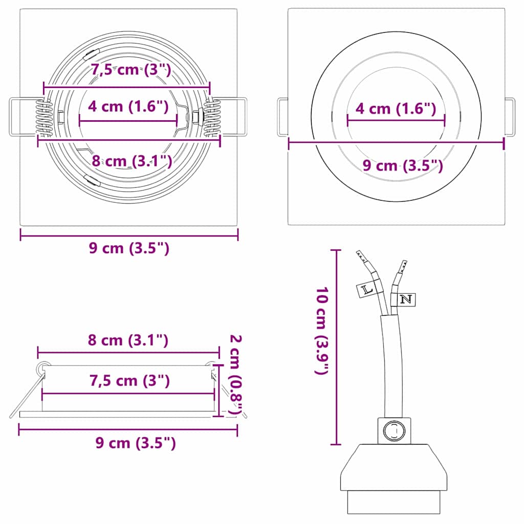 Reflektor 6 pcs Srebrno 9 x 9 x 2 cm Aluminij