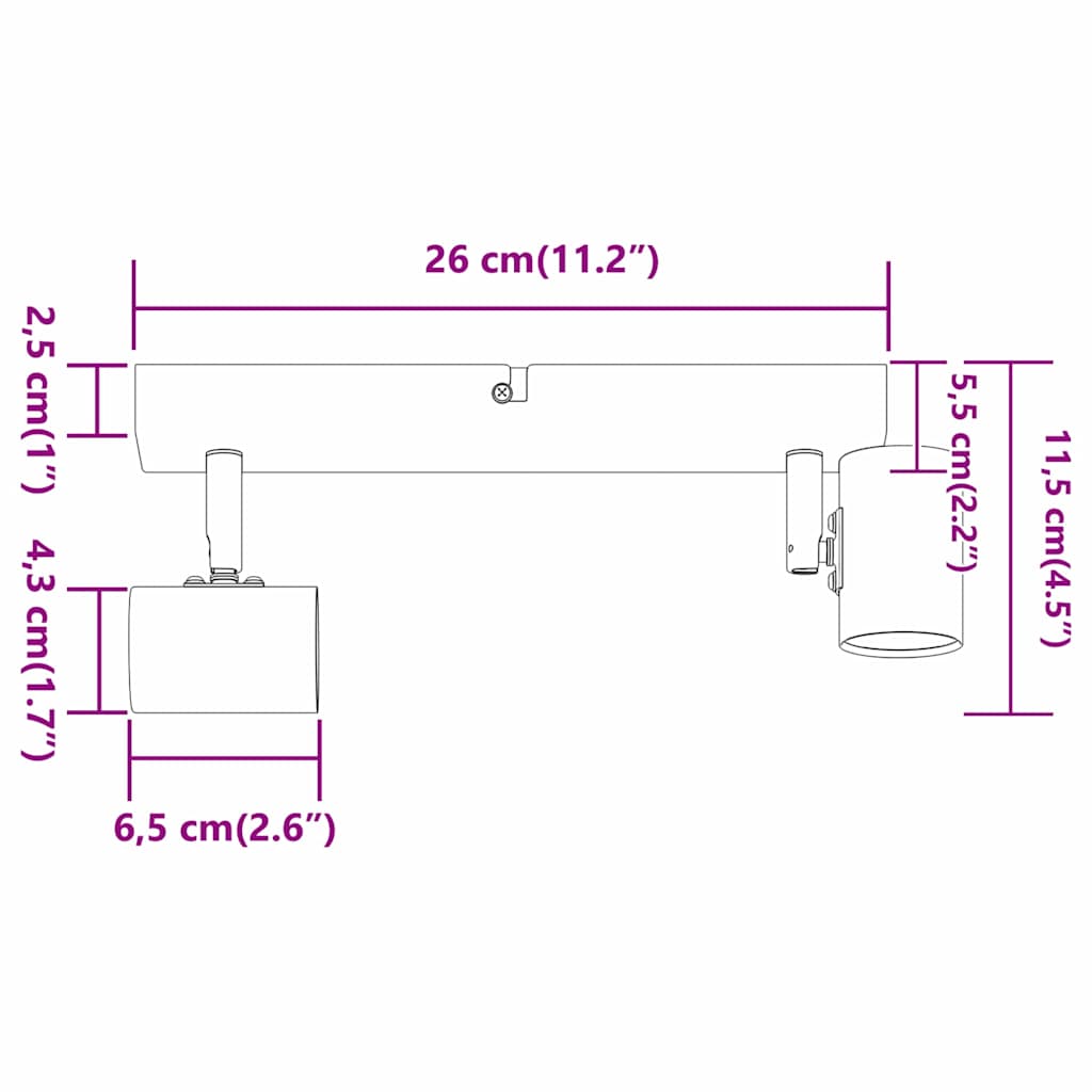 Stropni reflektor s reflektorima Nikla 26 x 6,5 x 11,5 cm Metal