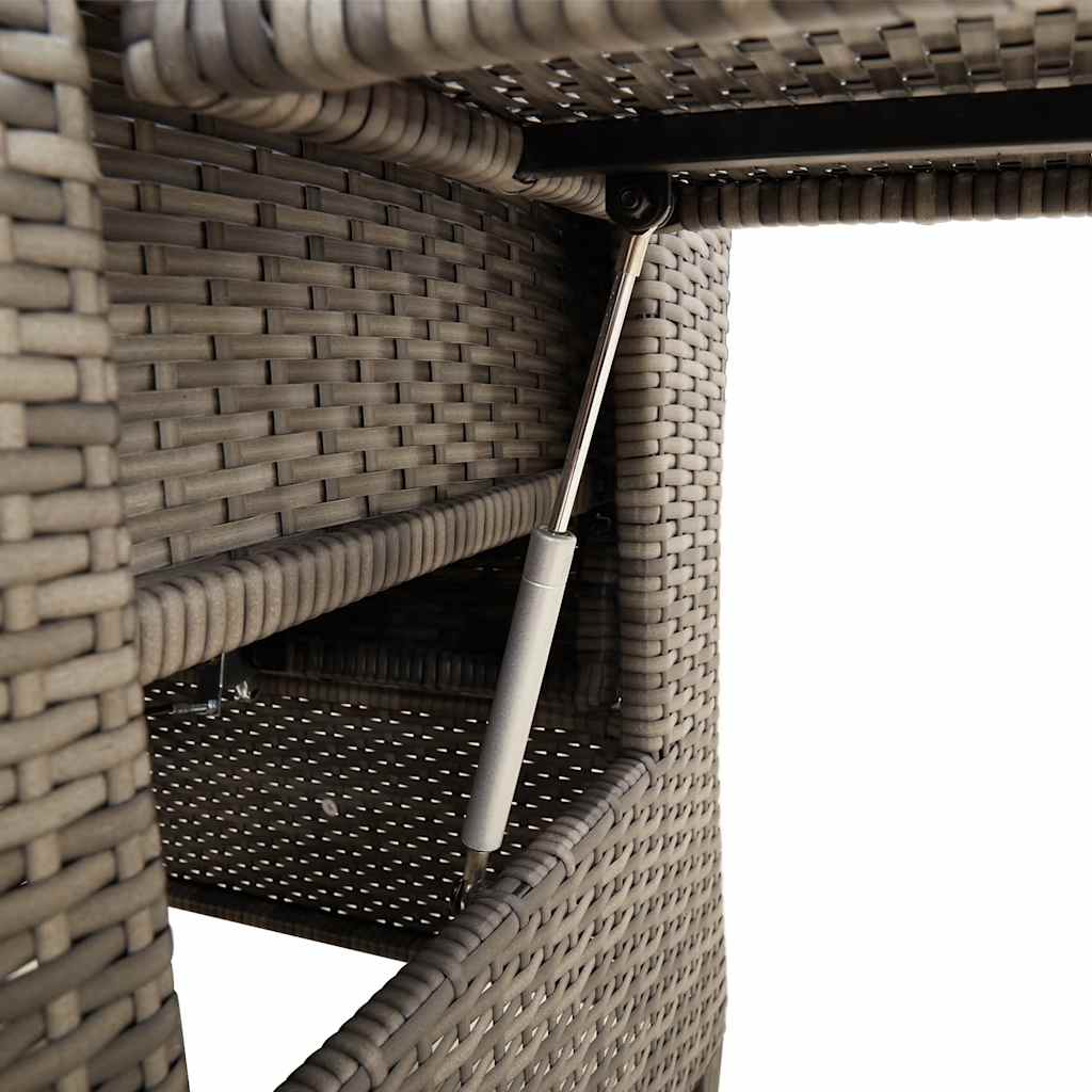 Vrtna stolica s naslonom i pomoćnim stolom, siva, poliratan