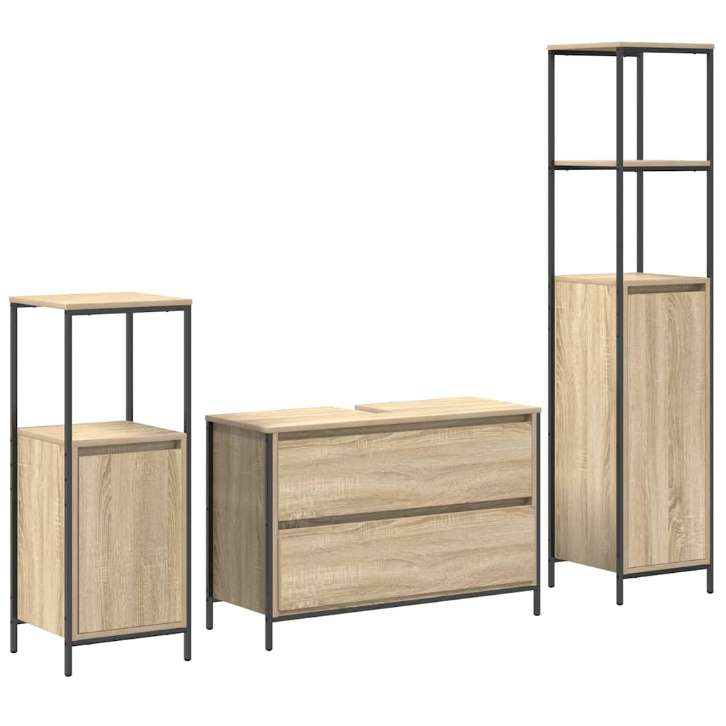 Set namještaja za kupaonicu s ladicama 3 pcs Sonoma hrast