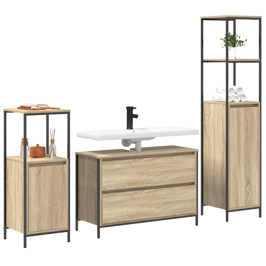 Set namještaja za kupaonicu s ladicama 3 pcs Sonoma hrast