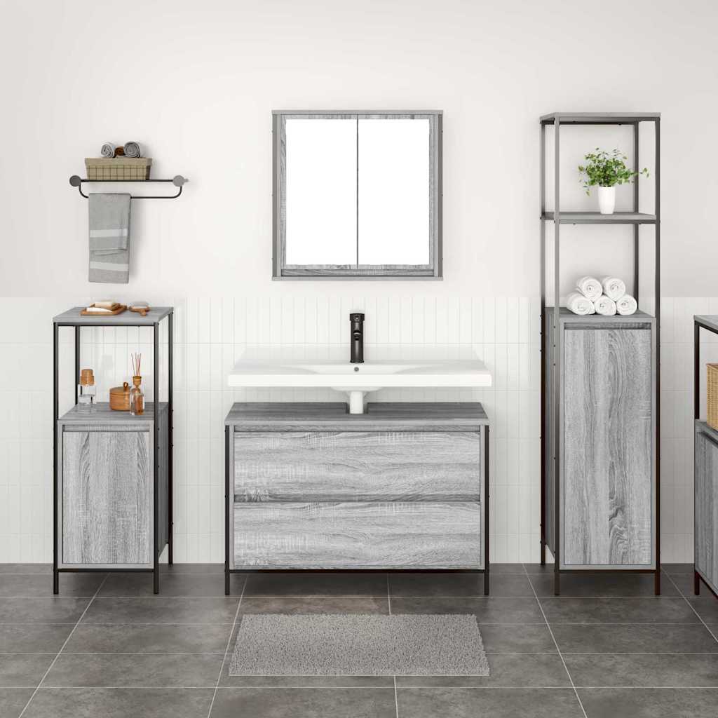Set namještaja za kupaonicu 3 pcs Siva Sonoma Konstruirano drvo