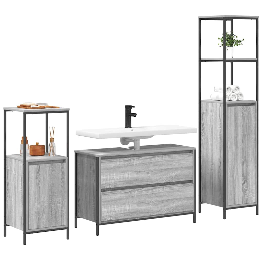 Set namještaja za kupaonicu 3 pcs Siva Sonoma Konstruirano drvo