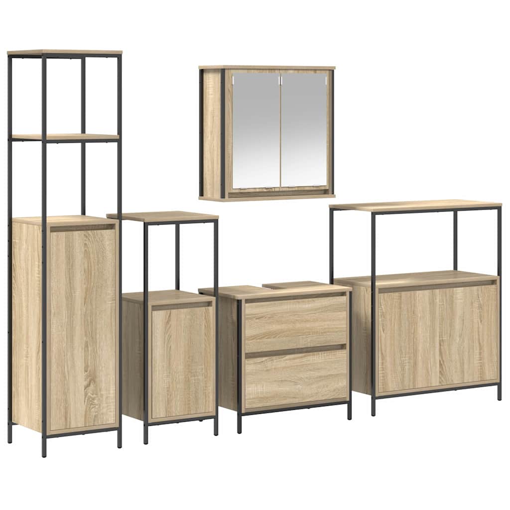 Set namještaja za kupaonicu Zidne 5 pcs Bež Konstruirano drvo