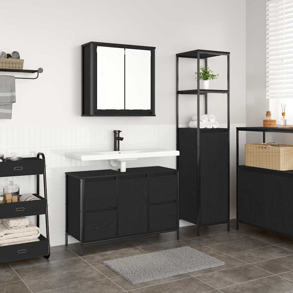 Set namještaja za kupaonicu s ladicama 2 pcs Crni hrast