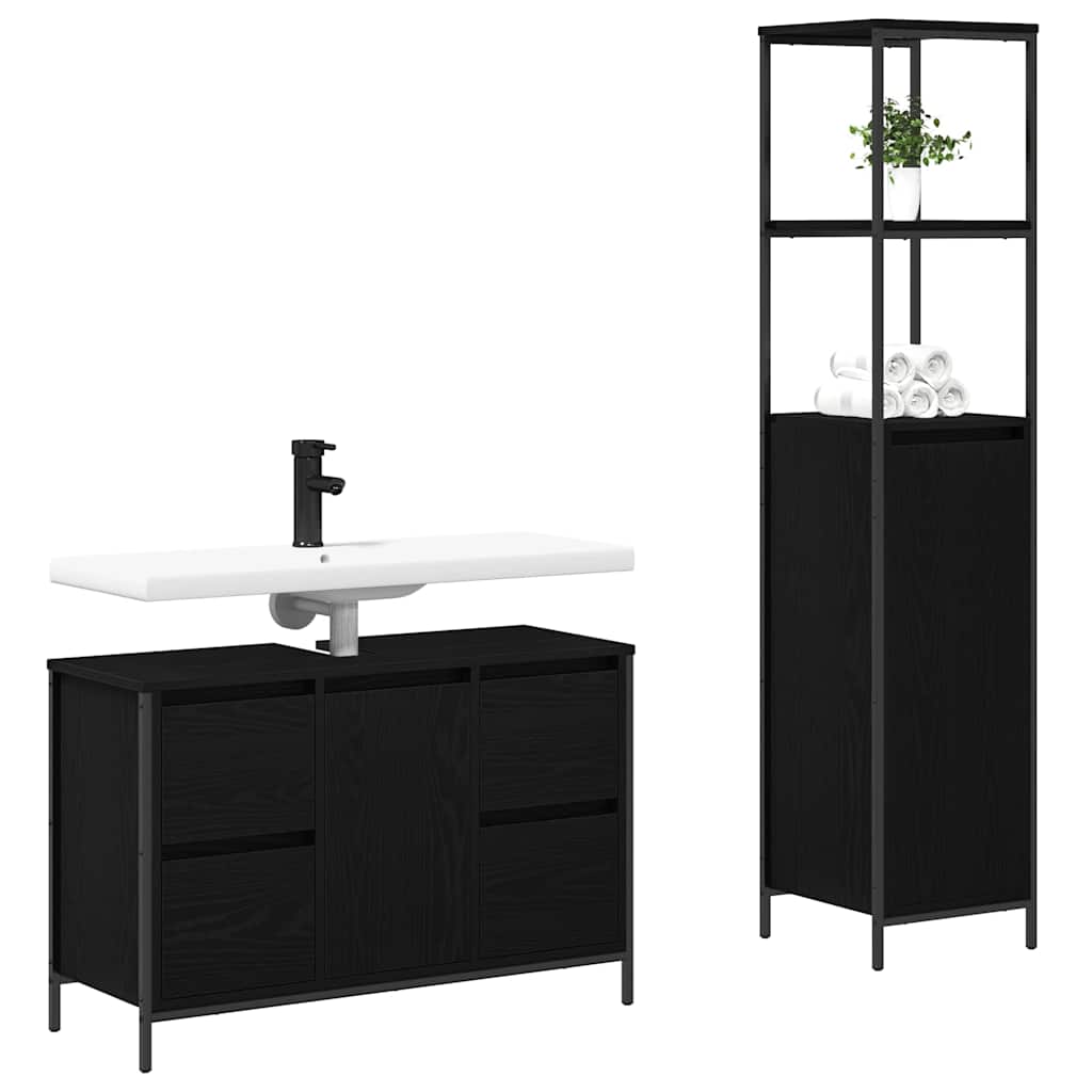 Set namještaja za kupaonicu s ladicama 2 pcs Crni hrast