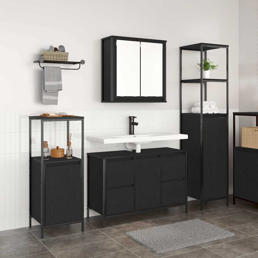 Set namještaja za kupaonicu 3 pcs Crni hrast Konstruirano drvo