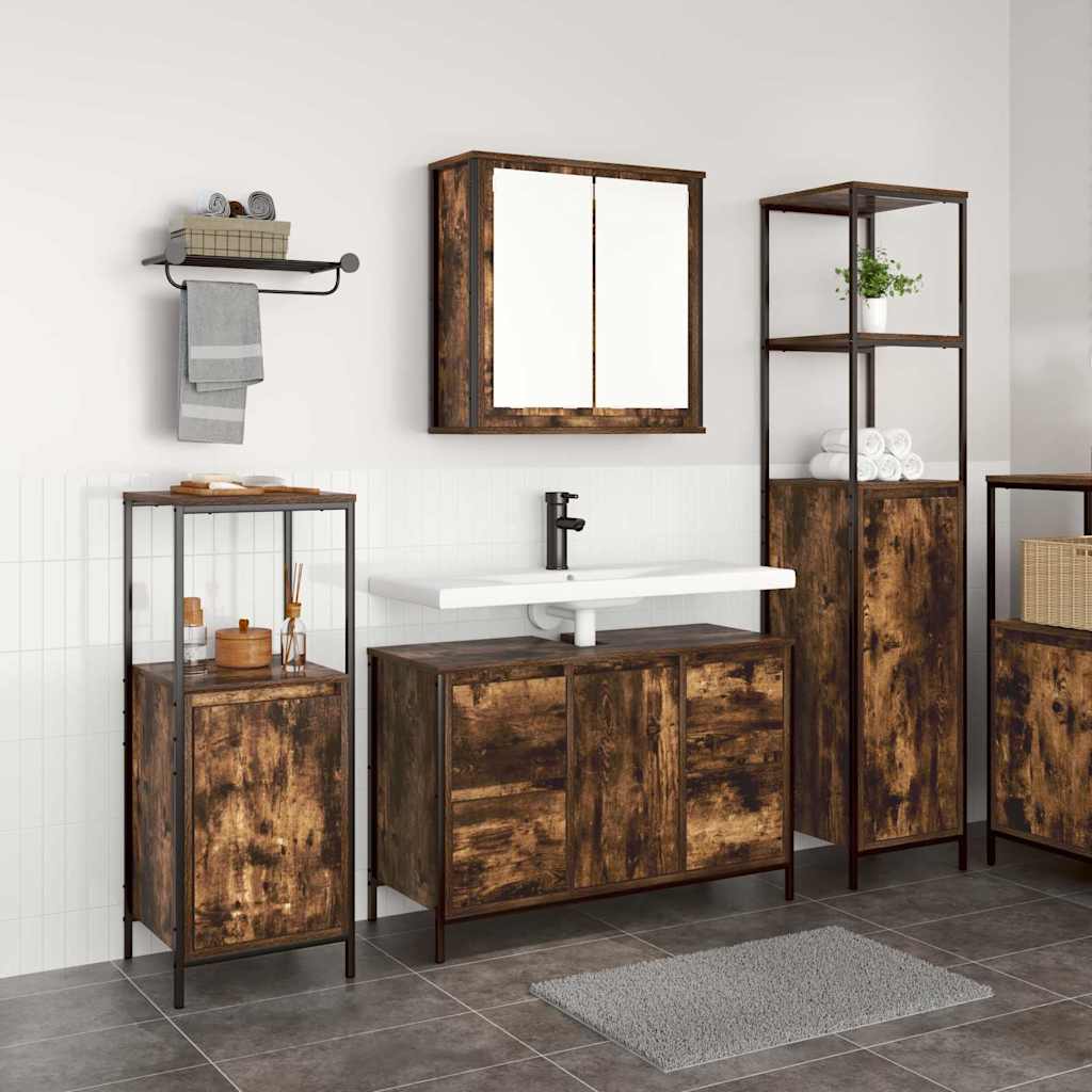 Set namještaja za kupaonicu 3 pcs Dimnjeni hrast i crna